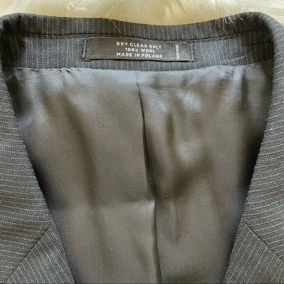 John Weitz Studios Pencil Stripe Wool 2 Piece Suit Black Size 42R Portly - Picture 6 of 13